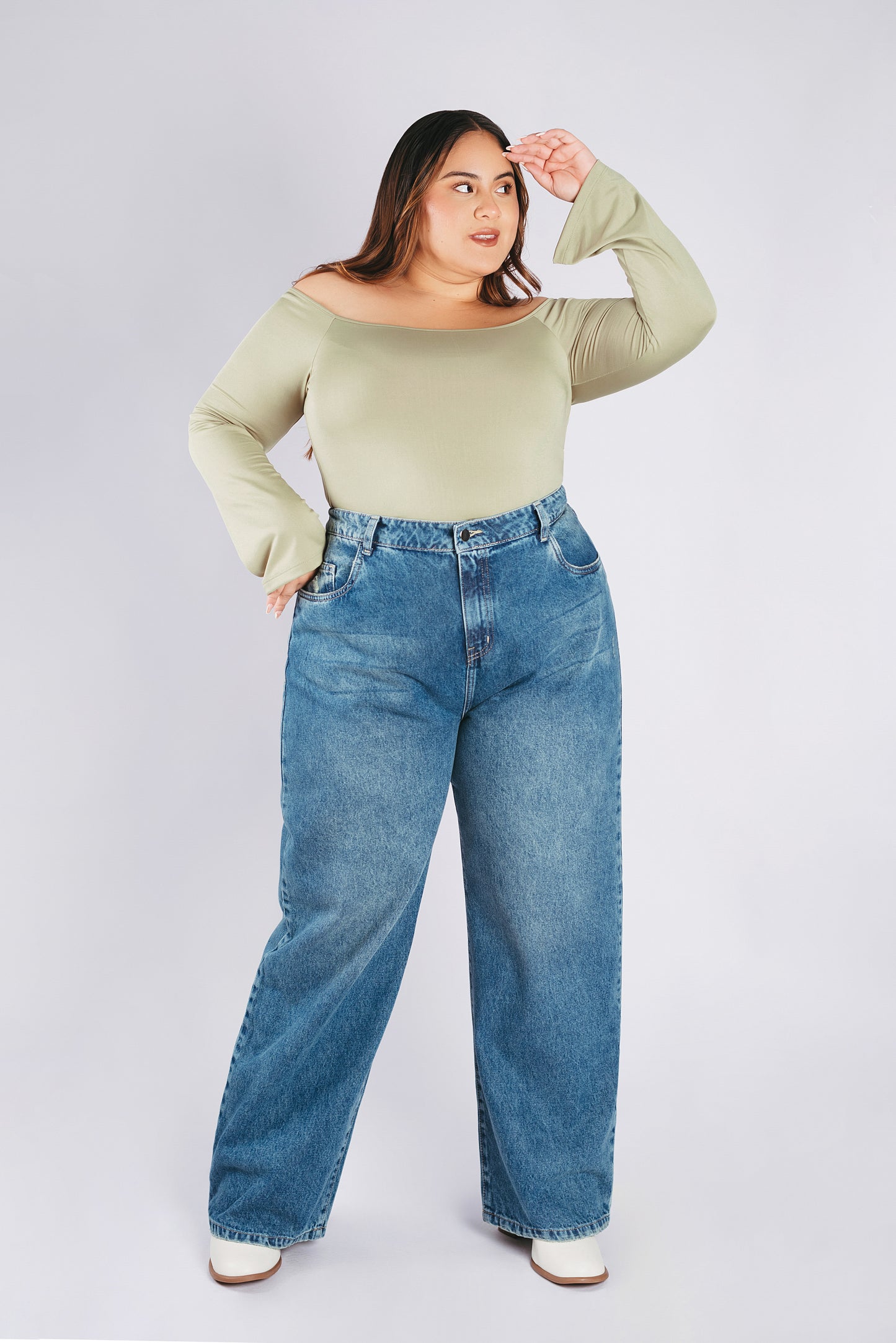 WIDE LEG ARIA - GREEN ACID WASH