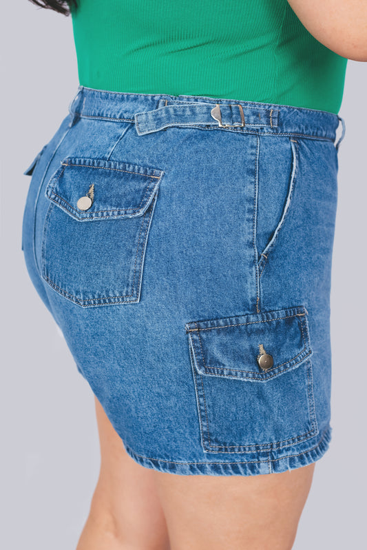 FALDA SHORT CARGO SAM - AZUL